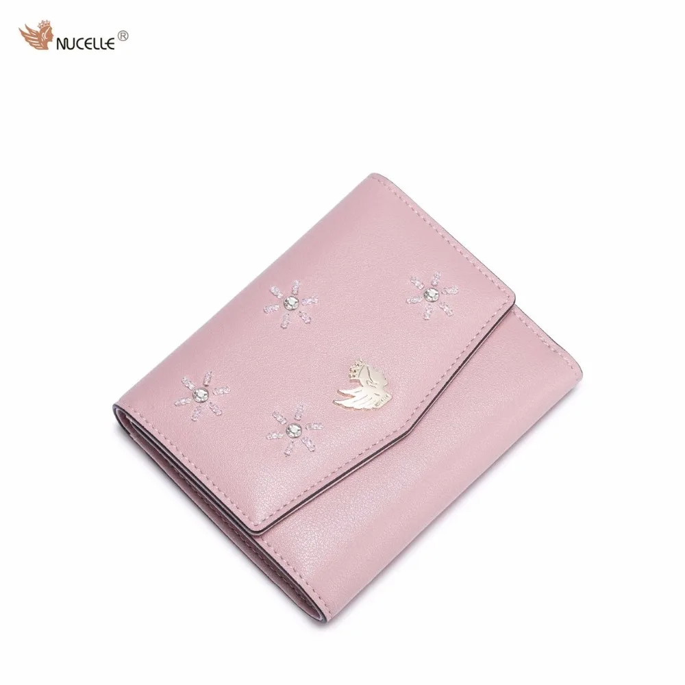 ФОТО Nucelle Brand Design Fashion Snow Beaded Women PU Leather Girls Ladies Small Short Wallet Coin Purse Cards Holder