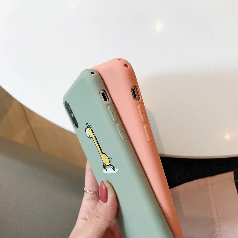 PEEPING cute cartoon animal Giraffe lion Case For iPhone 7 7Plus 6 6S 6Plus 8 8Plus X XR XS Max TPU Anti-fall Candy soft shell08
