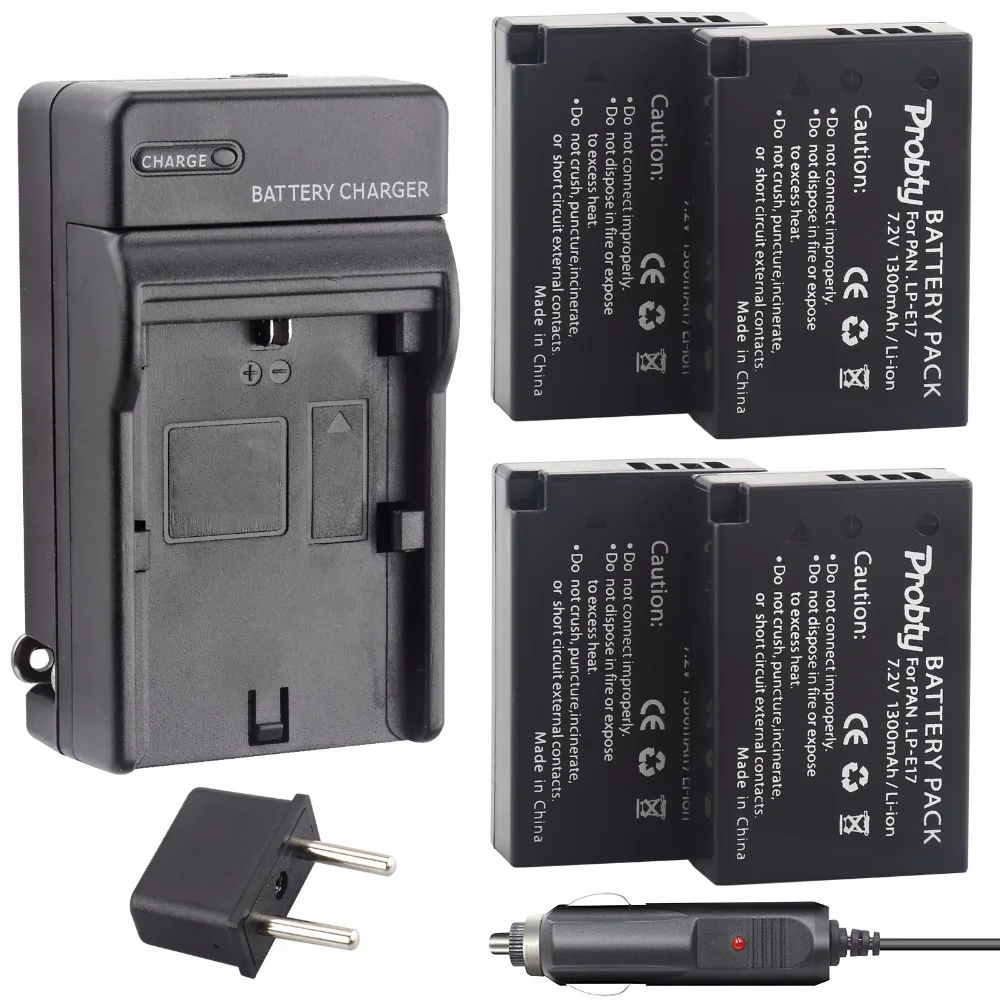 4Pcs Probty LP E17 LPE17 LP E17 Battery + Charger Kit for Canon EOS