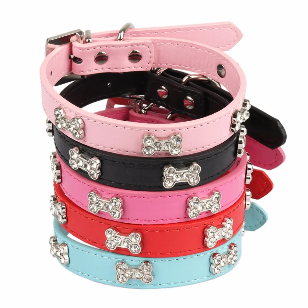 Cats Collars Dogs Rhinestone Bone Animals Personalized Product For Pet Accessories Necklace Cat