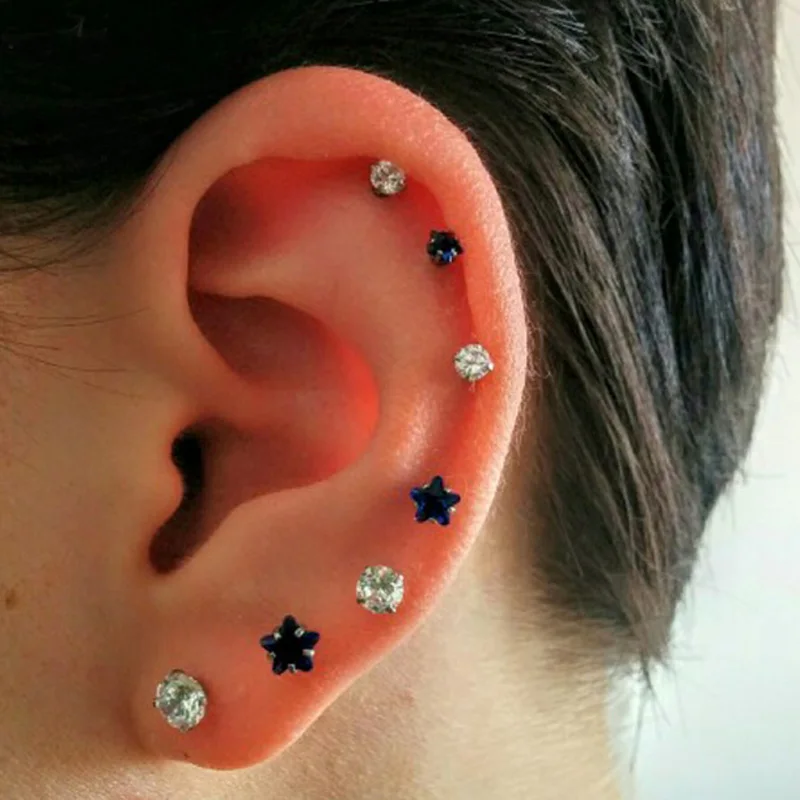 Surgical Steel Prong Zircon Lip Studs Ear Studs Cartilage Tragus Helix Lobe Conch Piercing Earrings Nose Labret Piercing Jewelry piercing jewelry body piercing earrings ear piercing jewelry ear studs metal jewelry body piercing jewelry body jewelry