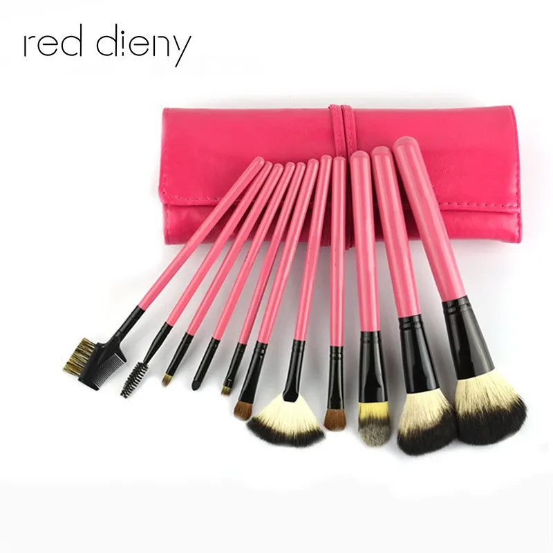 

11 Pcs Wool Hair Makeup Brushes Set Pro Foundation Powder Concealer Eyeliner Eyebrow Eyelash Eyeshadow brushes With Bag Case