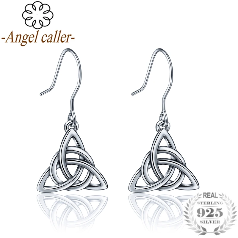 Серьги в виде сердечка Angel Caller Настоящее серебро Rhodium Luck ирландский кельтикс с