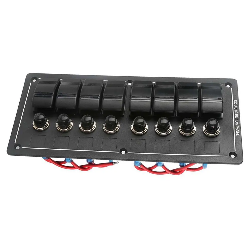 

8 Gang LED Boat Rocker Switch Panel Aluminum Waterproof 12V Circuit Breaker For Boat/Marine/RV NR-shipping