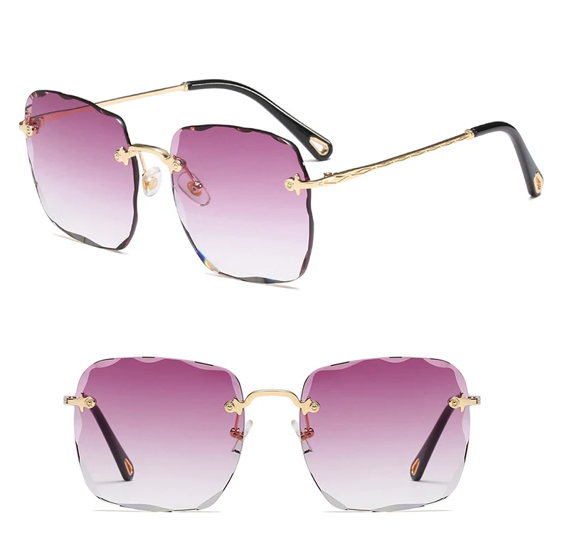 Королевские Женские квадратные солнцезащитные очки, женские новые обрезные солнцезащитные очки без оправы, женские брендовые дизайнерские металлические градиентные очки UV400 ss169