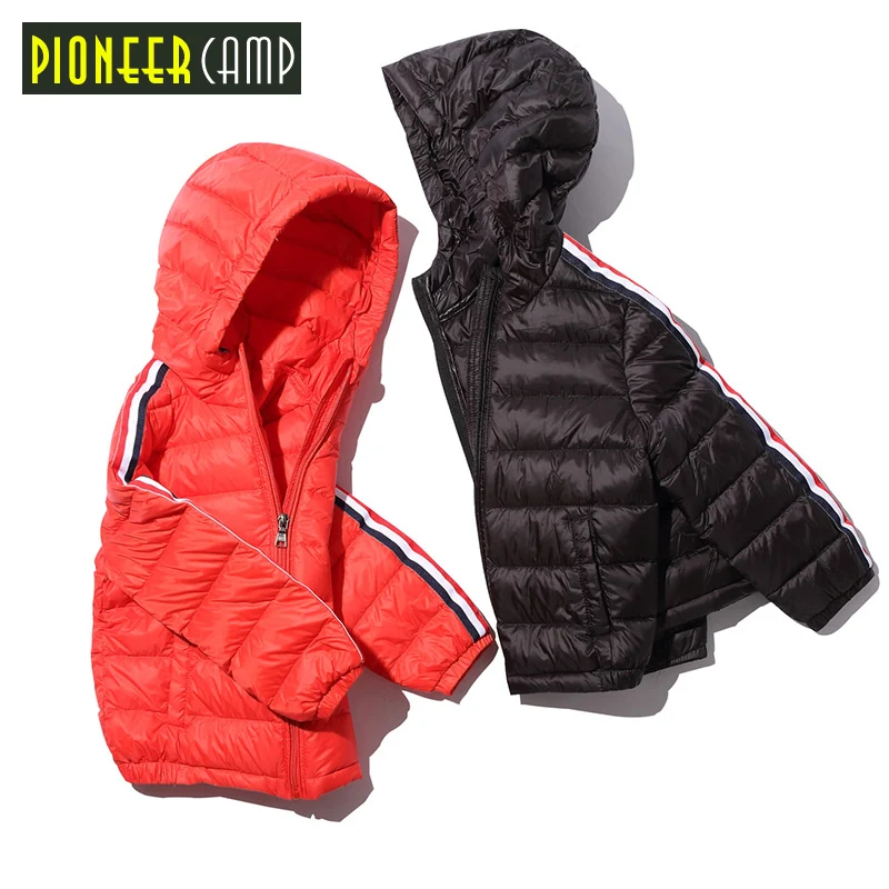 

Pioneer Camp new Kids Boys Ultra down coat children clothes striped hooded 90% white duck down parkas winter jackets boys teens