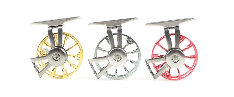 New GoldenSilverRed Mini Winter Ice Fly Fishing Reel Aluminum CNC Fly Reels Raft Fishing Reel Full Metal Fly-Fishing Reels  (1)