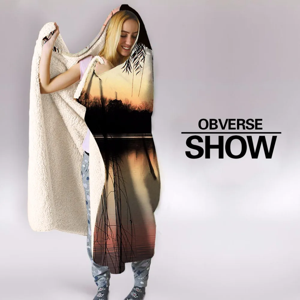 جميلة بحيرة 3D المطبوعة أفخم مقنعين المنزل مكتب قابل للغسل بطانية للبالغين الأطفال أريكة لحاف لبس بطانية ثرو من الصوف