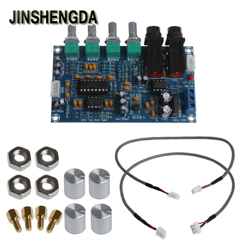 

JINSHENGDA Amplifier Dual Power Microphone Amplifier Board Sound AMP Module Digital Reverb Plate