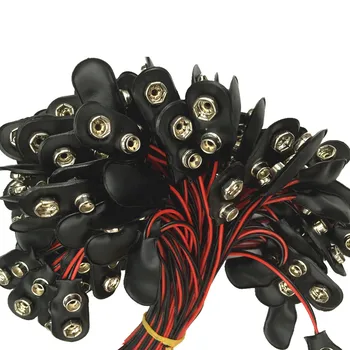 

I shape 9V battery snap 9V battery button connector black leather case COPPER button with 6''UL1007 wires ,100pcs/lot