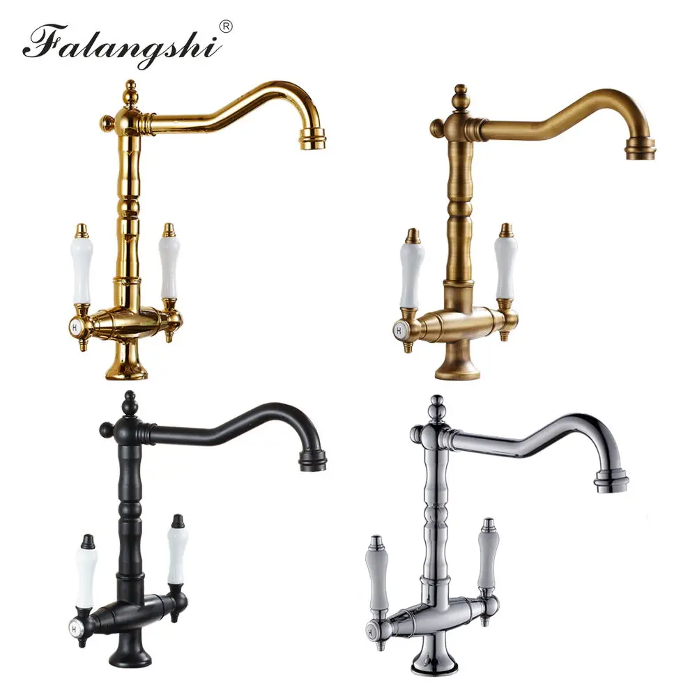  Kitchen Sink Mixer Faucets Multi Color Hot And Cold Deck Mounted 360 Degree Rotation Dual Handle Ki - 33031778339