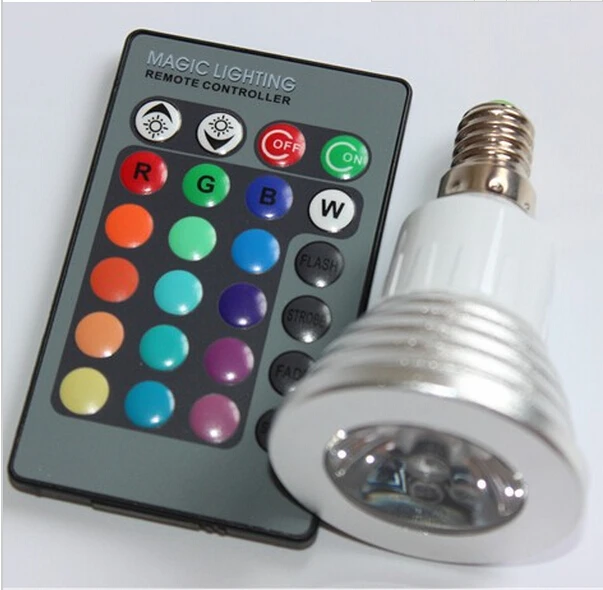 

3W LED E14 Base Holder Socket RGB Remote Control Spotlight Spot Light Bulb Lamp