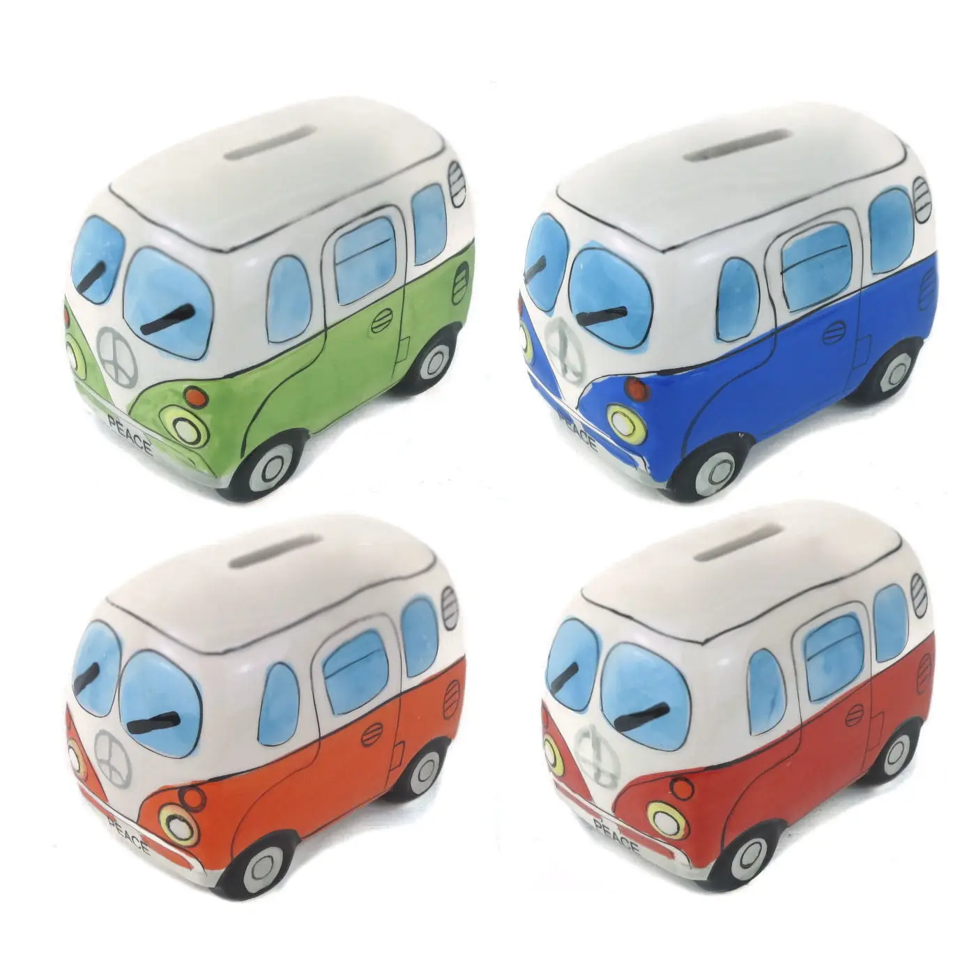 1Piece 4 Colors Creative Ceramic Camper Van Shaped Money Box Ceramic