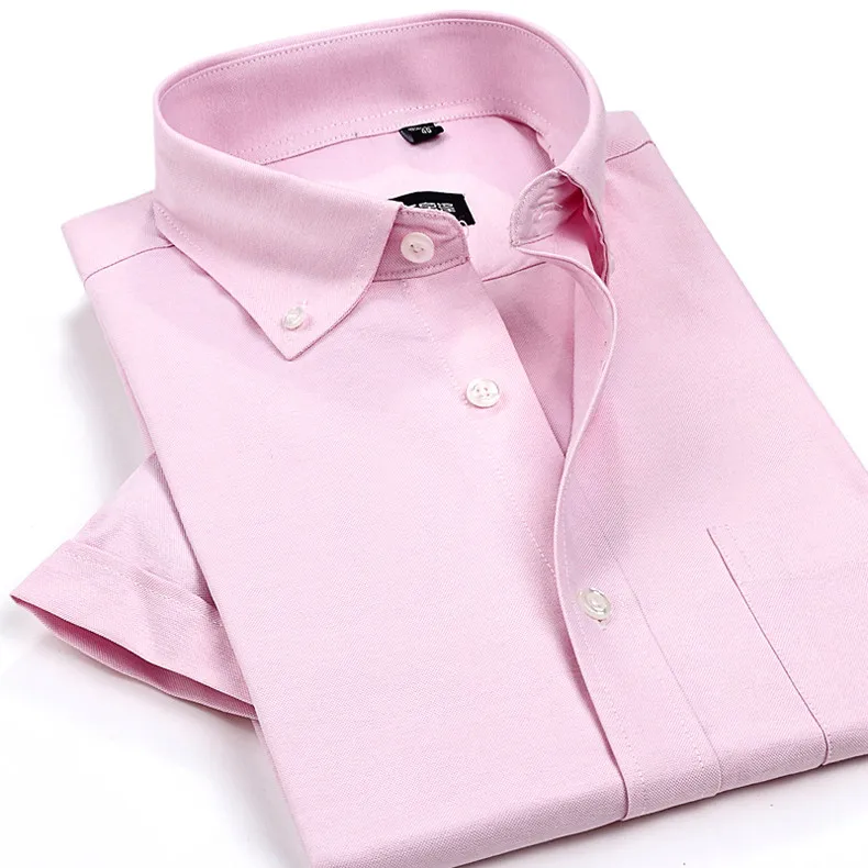 Летний Стиль Новое поступление высокое качество Для Мужчин's Non-Iron Oxford Рубашки для мальчиков одноцветное Цвет короткий рукав Рубашки