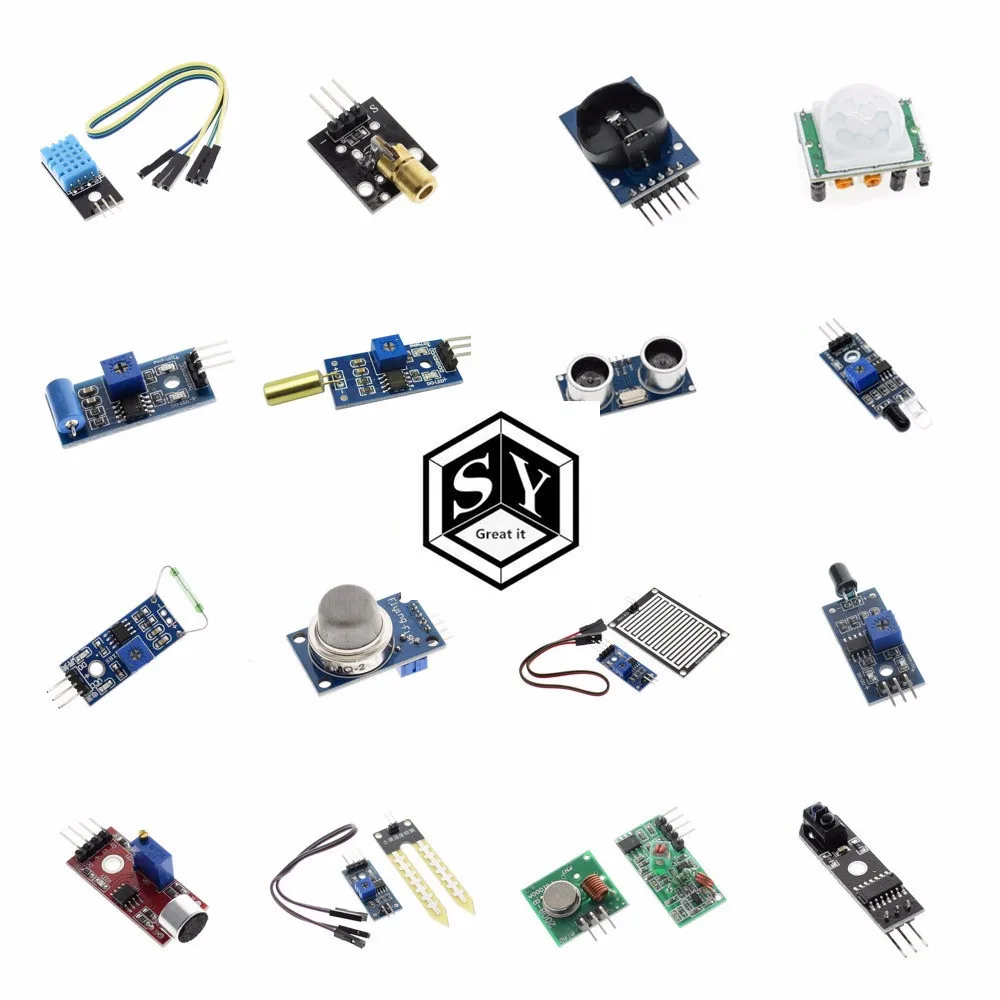 

16PCS Raspberry pi 2 3 the sensor module package 16 kinds of sensor for Arduino kit Great IT