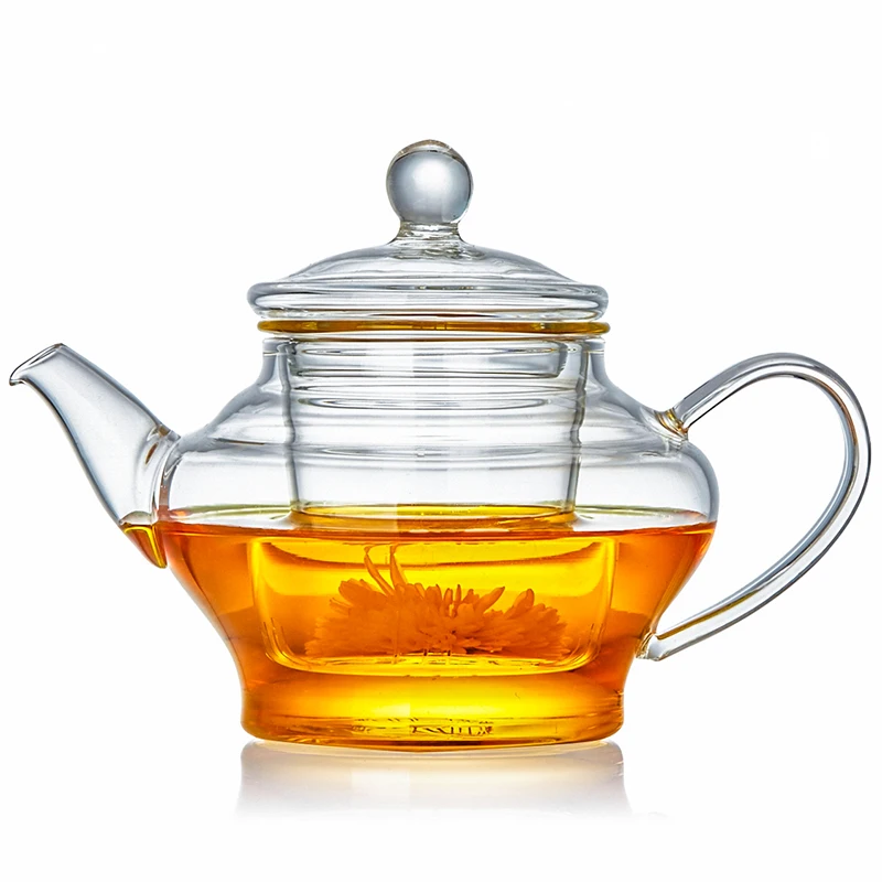

300ml Flower Tea Pot Transparent Heat Resistant Glass Filter Handle Teapot Home Tea Ceremony Drinkware Coffee Milk Juice Kettle