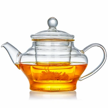 

300ml Flower Tea Pot Transparent Heat Resistant Glass Filter Handle Teapot Home Tea Ceremony Drinkware Coffee Milk Juice Kettle