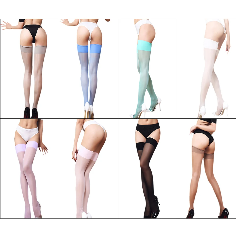 Sexy Nylon Stockings Thigh High Socks Women Summer Over The knee High Socks Plus Size Stocking 15D Stretch Thin Stockings Black