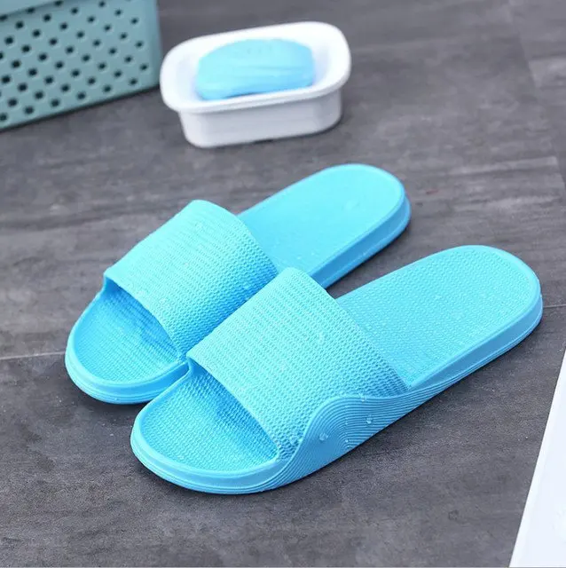 Summer New Pure Color Lovers Household Slippers Anti-slip Waterproof Slide Bathing Bathroom Men's And Women's Lovers Shower Slippers (15)
