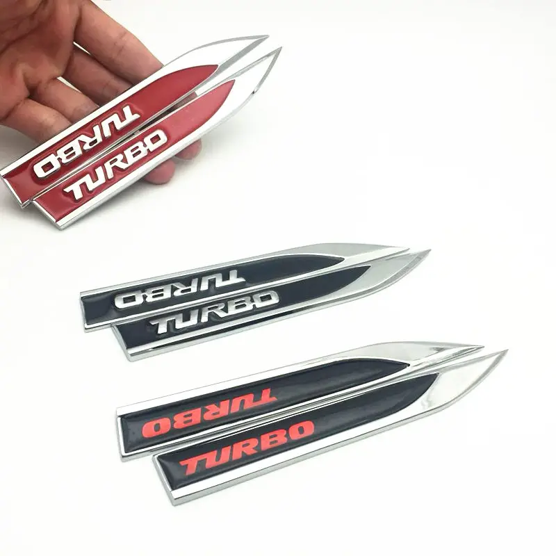 

FDIK 2pec/set 3D Metal TURBO Emblem Badge Decal Fender Side Car Styling For Ford Focus 2 3 ST RS Fiesta Mondeo Tuga Fusion