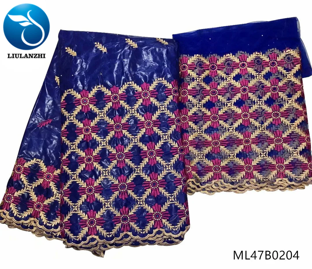 

LIULANZHI african bazin fabrics Latest blue brocade bazin fabric for dress 5+2yards nigerian bazin cotton fabrics ML47B02