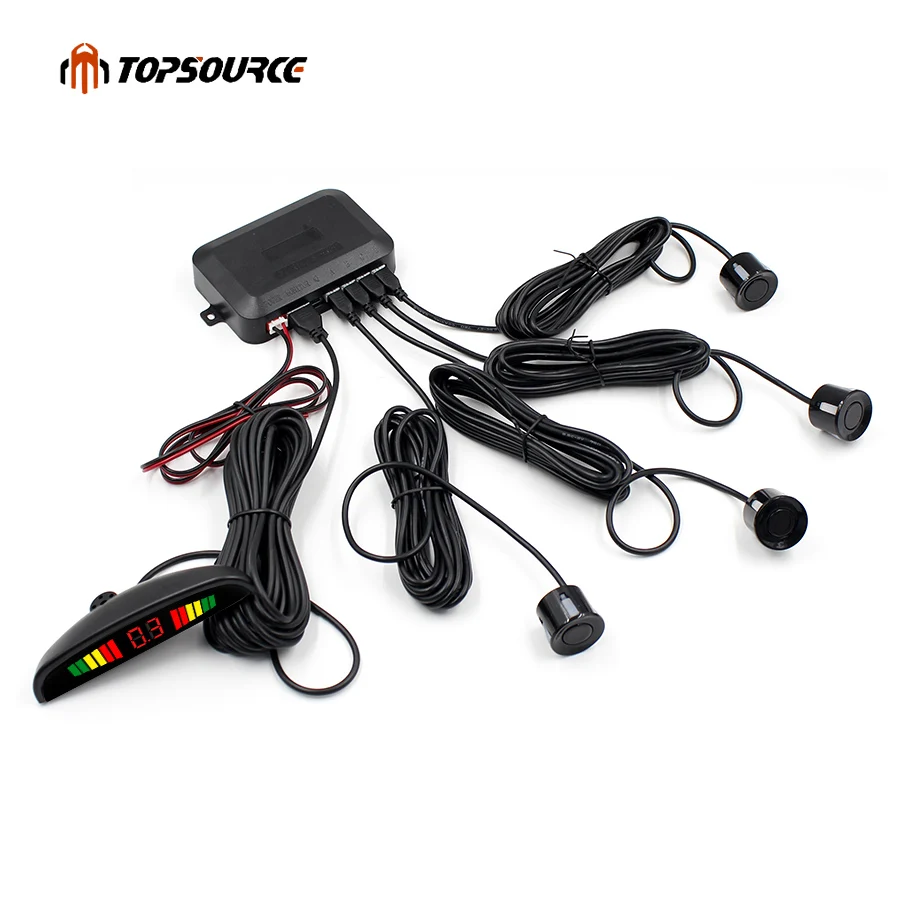 Car Auto Led Parking Sensor Parktronic Display 4 Sensors Reverse Backup Assistance Radar Detector Light Heart Monitor System