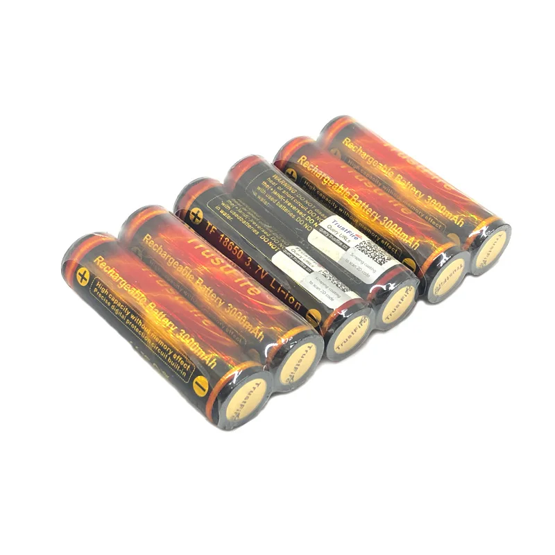 

10pcs/lot TrustFire 18650 Golden Protected Battery 3.7V 3000mAh Rechargeable Lithium Batteries with PCB For Flashlights Torch
