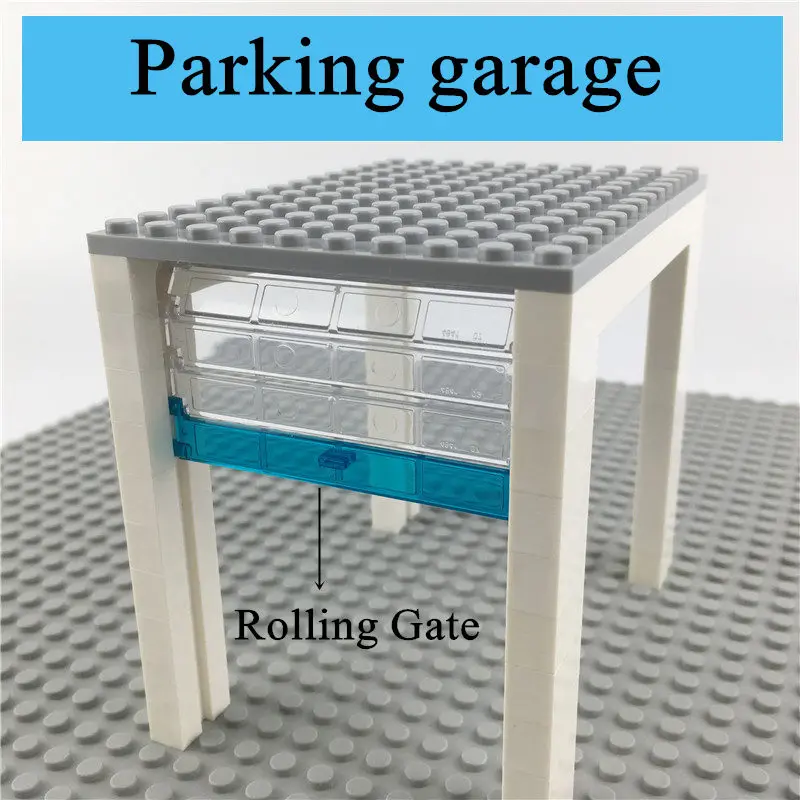Dubbi diy building blocks paking garage with Rolling Gate house accessories blocks compatible with brands for gift