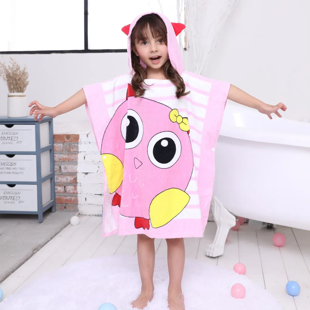 Infant baby poncho towel hooded beach towels for kid Bathrobe Pajamas Cartoon Animals baby hooded bath towel Child baby bath set