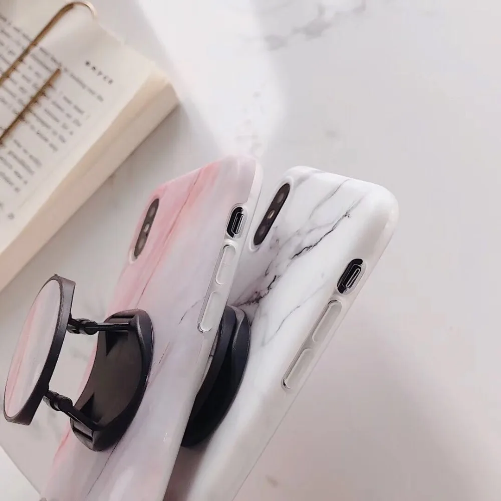 Роскошный Мраморный чехол-подставка для телефона для iPhone 7 8 Plus X 6 6S Plus, мягкий силиконовый чехол для iPhone XR XS Max 11 Pro Max Cover