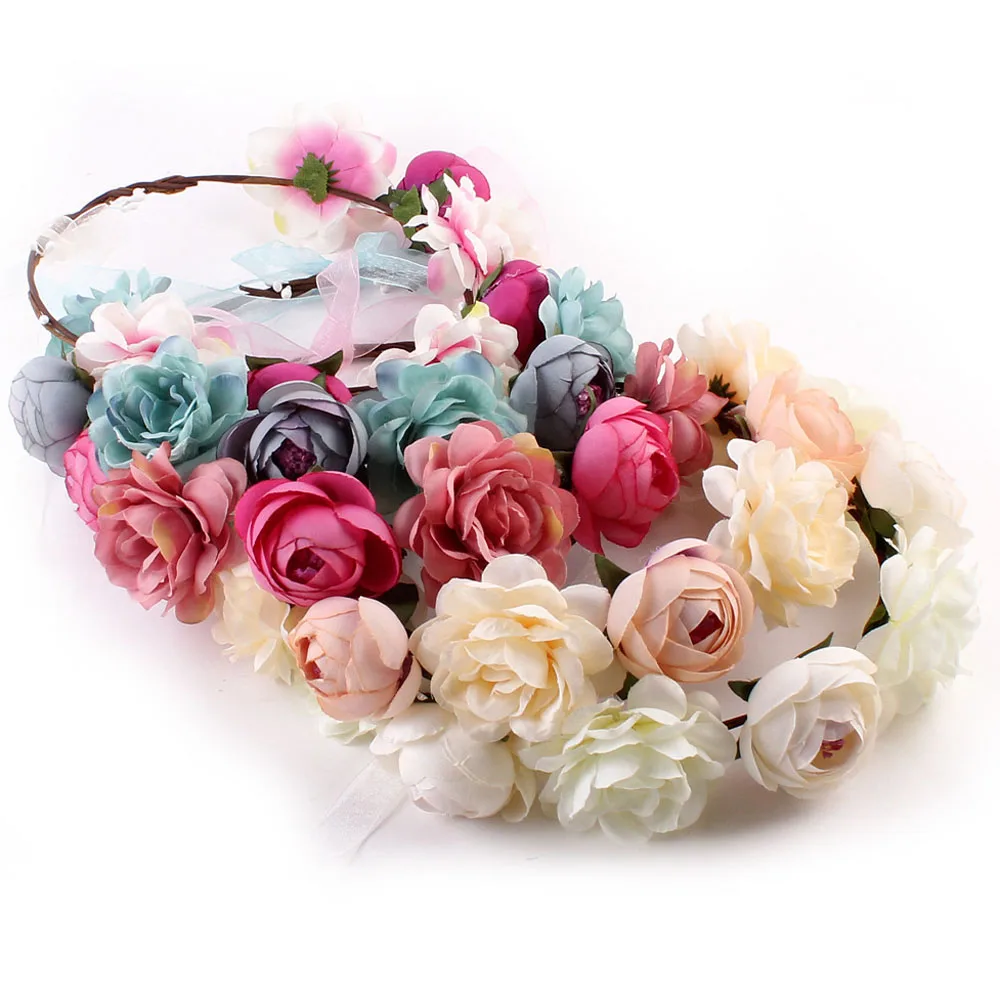 

Bohemia Flower Floral Hairband Women Crown Headband Party Wedding Bride Beach Headwear Hair Accessories