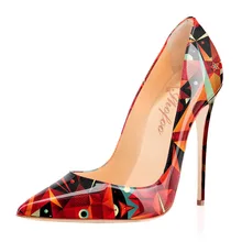 Bc frauen schuhe dame luxus leder watercotor punkt toe sexy High Heels Pumps Schuhe schuhe frau high heel chaussure femme talon