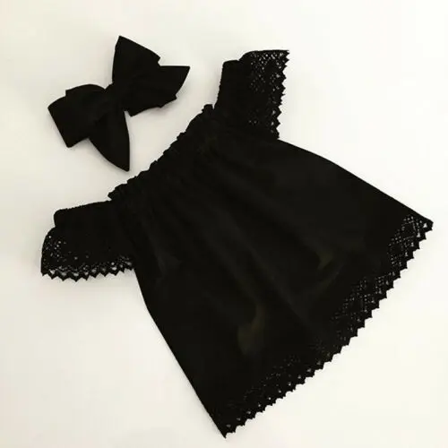 

Fashion Cute Summer 2Pcs Kids Baby Girl Dress Princess Pageant Party Black Lace Tutu Dresses Sets
