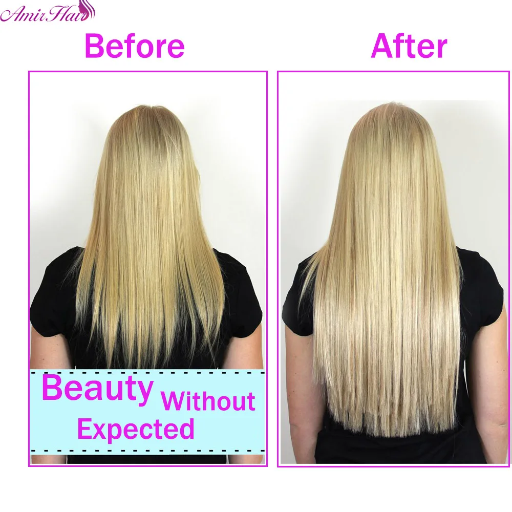 Synthetic Hair Extensions Amir Synthetic Hair 22inch 140g 16 Clips 6pcs/set Clips In Hair Extensions Long Straight Heat Resistant Extensions