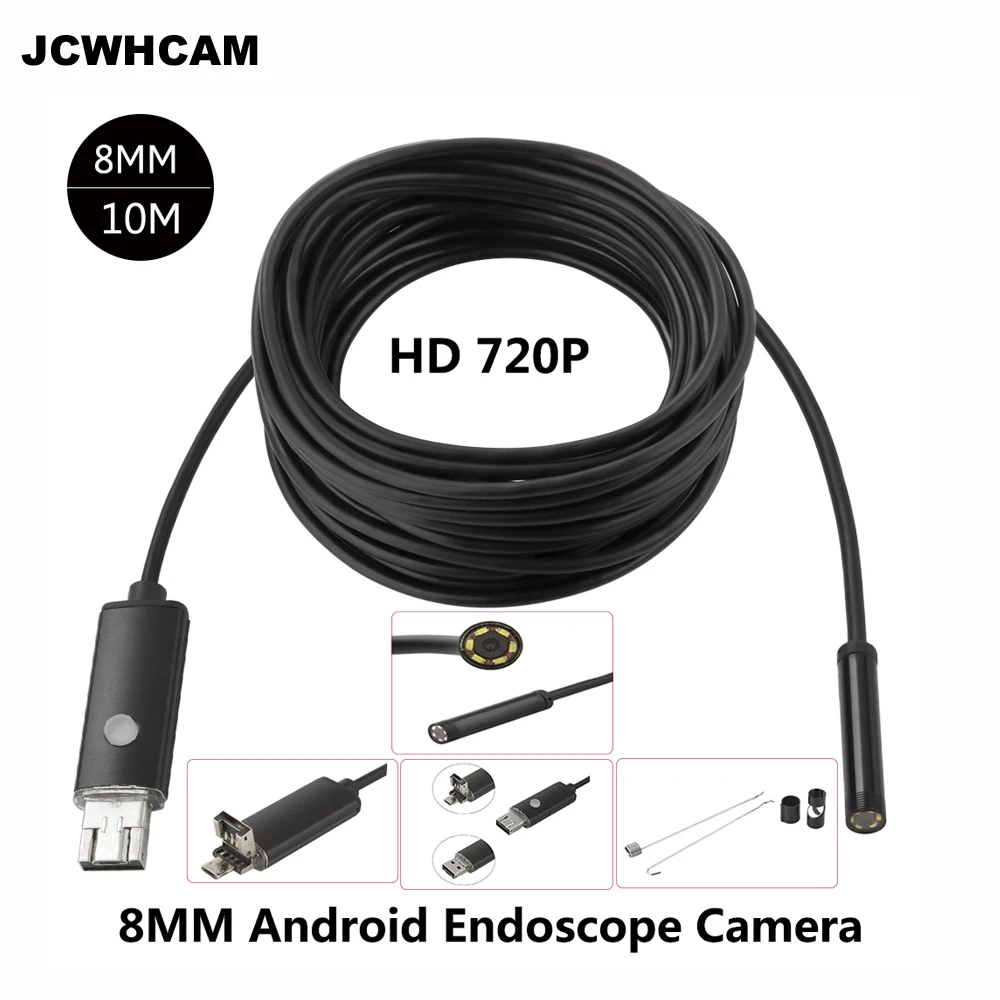 Jcwhcam HD 2mp 10 м Android USB эндоскопа Камера 8 мм IP68 Водонепроницаемый змея USB Камера HD 960/720 P Android Mobile USB бороскоп