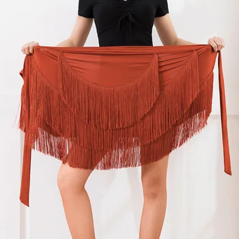 

Fashion Latin Dance Skirt Women Dancing Fringe Hips Scarf Tango Salsa Cha Cha Samba Rumba Ballroom Practice Dance Wear DC1908
