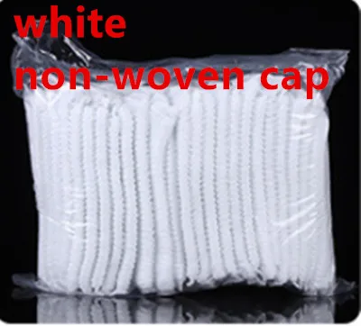 White Non-woven cap 100 шт Двойная лента Нетканые одноразовые шапочки для душа плиссированные Анти-пыль шляпа для женщин и мужчин для ванны для спа-салона Аксессуары для красоты - Цвет: White Non-woven cap