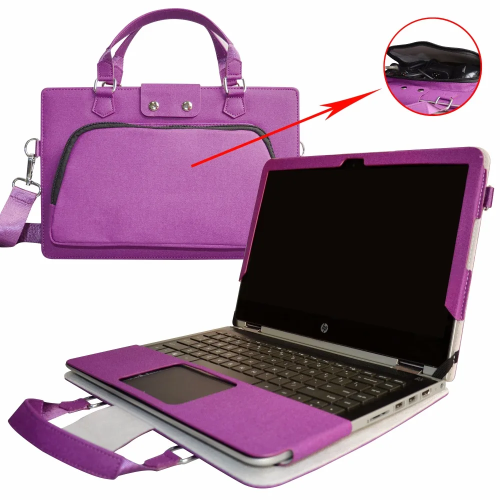 2 in 1 Accurately Designed Protective PU Leather Cover + Portable Carrying Bag For 13.3" HP