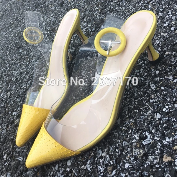 mid heel clear shoes