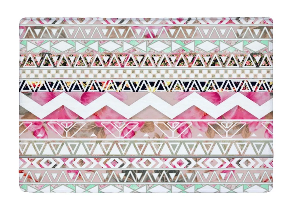 Floor Mat Girly Pink White Floral Geometric Abstract Aztec Bohemia