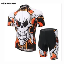XINTOWN летняя стильная велосипедная майка ciclismo, велосипедные шорты с коротким рукавом и изображением черепа, велосипедные штаны, шорты, велосипедные шорты