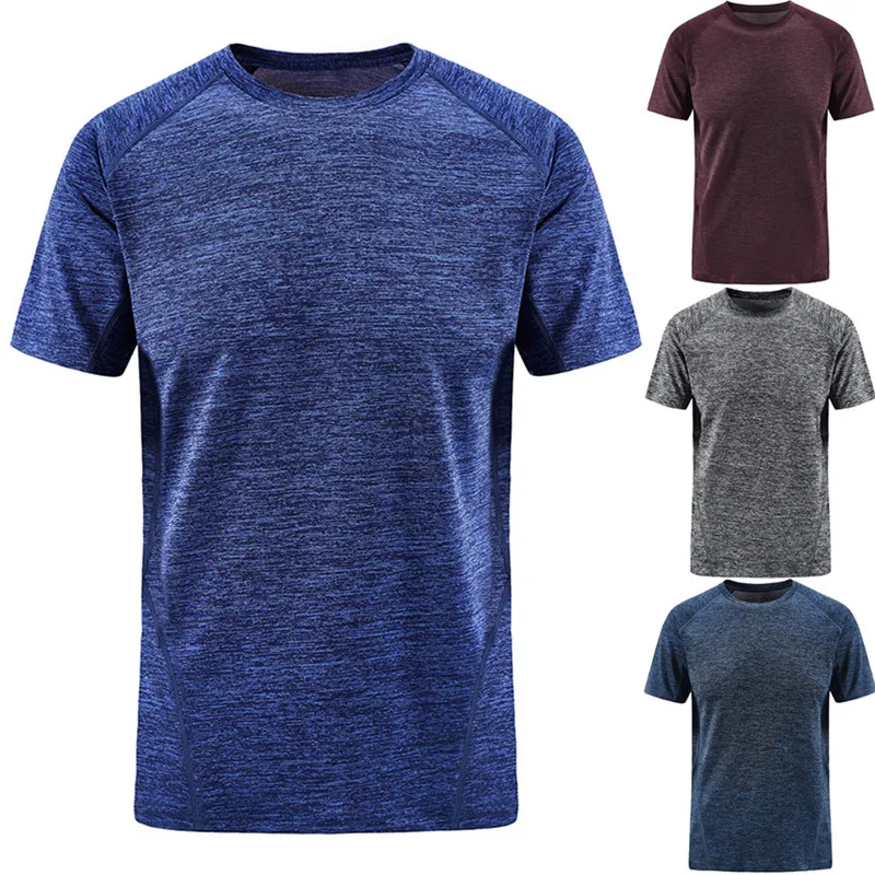 

2019 Sport T Shirt Men O-Neck Gym Training Shirt Elastic Running T Shirt Sport Bodybuilding Fitness Shirt Fast-Dry Breathable