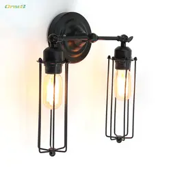 2 свет декоративные черный промышленные настенные светильники винтажный ретро-дизайн клетке лесенка лампы внутреннего Гладиатор Форма