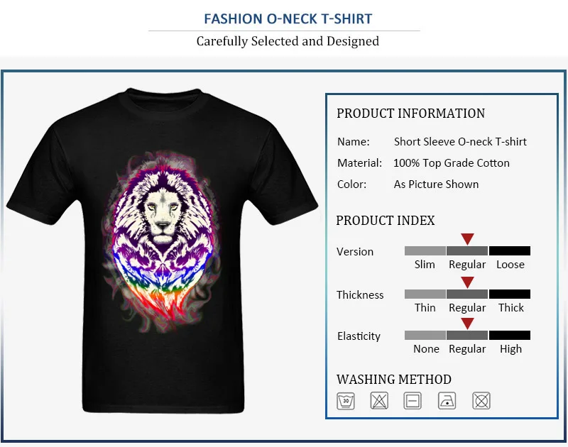 Crazy Top T-shirts Plain Crewneck Lion Psychedelic Pop Art 100% Cotton Fabric Man Tops Shirt Group Short Sleeve Tee-Shirts Lion Psychedelic Pop Art