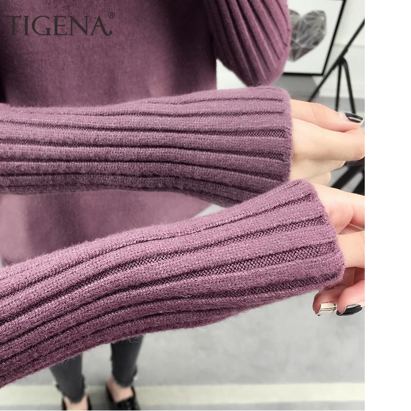 Женский вязаный свитер TIGENA повседневный трикотажный на осень и зиму 2019|knit sweater