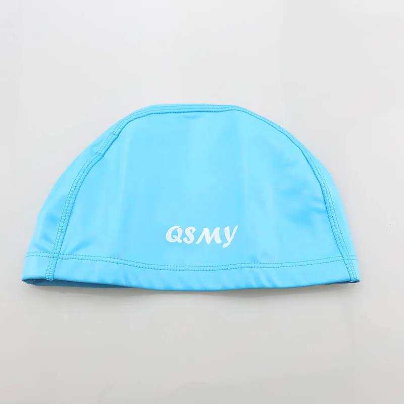 light blue Новые эластичные из водонепроницаемой пенополиуретановой ткани, защищающие уши, длинные волосы, спортивные, ПУ, для плавания, для бассейна, шапка для плавания, для мужчин и женщин, для взрослых, свободный размер - Цвет: light blue
