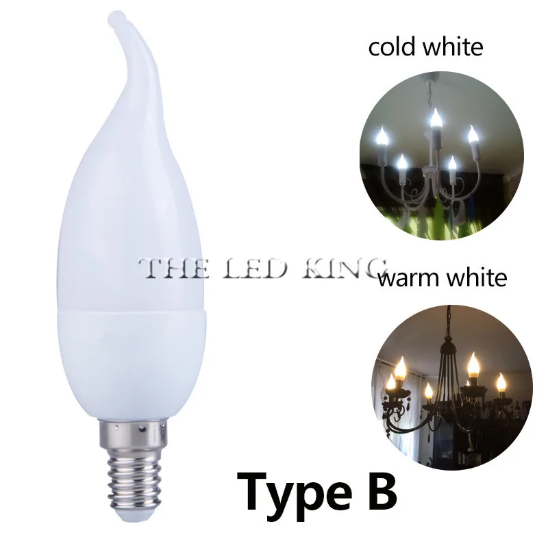1x5 Вт 7 Светодиодная свеча E14 E27 220 В энергосберегающий Точечный светильник