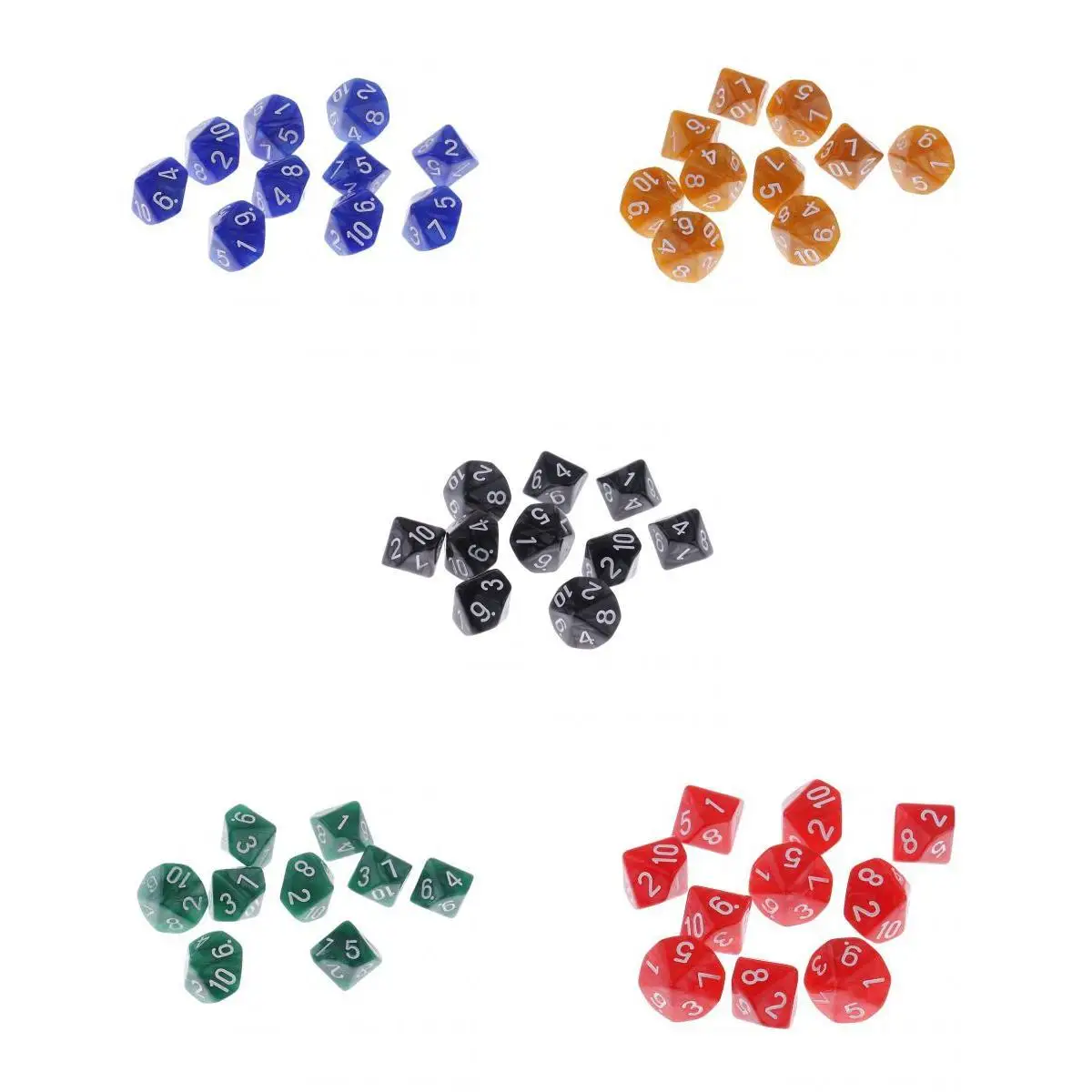 50pcs Plastic 10-sided Polyhedral Dices D10 Set Party Game Toys Props Colorful Dice for Bar Pub Casino