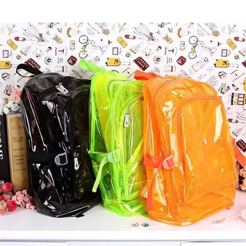 Милые прозрачные женские рюкзаки из ПВХ Желейная цветная ранец студенческие