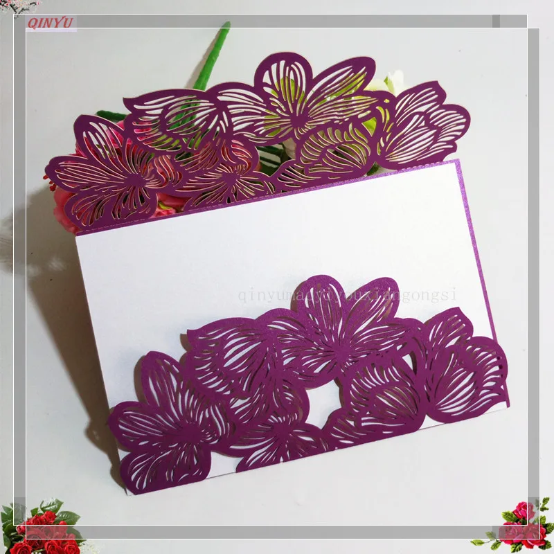 2018 10 unids flor vertical del corte del laser invitaciones kits